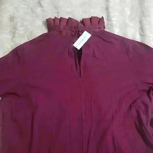 Banana Republic Mixed Media Ruffle Mock-Neck Top - Picture 9 of 9